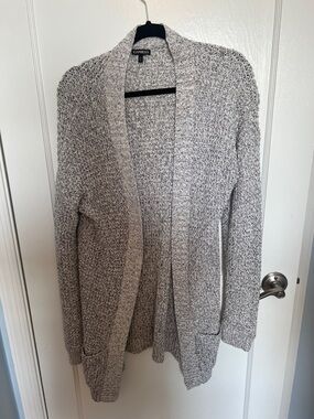 Express Marled Open-Front Cardigan - Light Gray